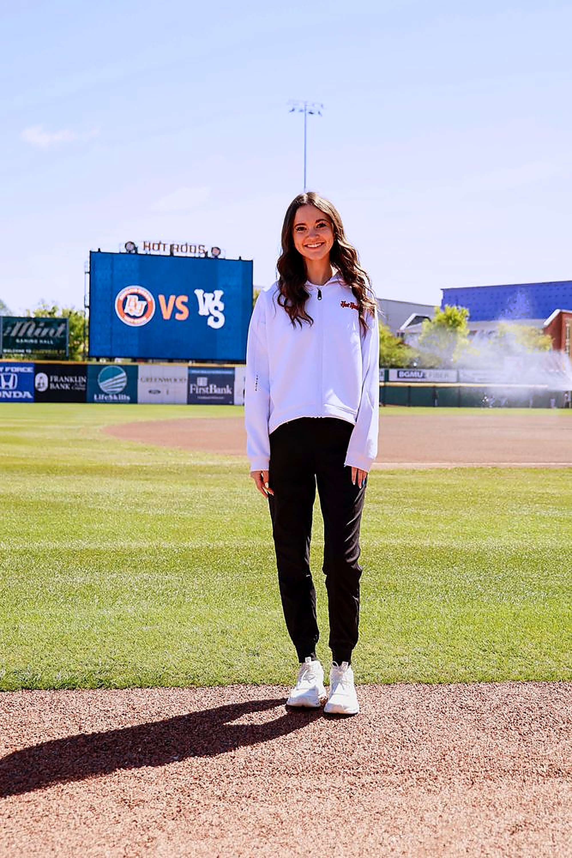 Evelyn Maudlin on the pitcher's mound