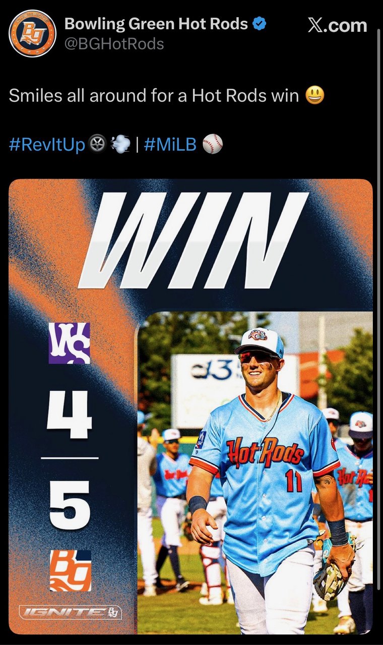 Hot Rods tweet by Evelyn